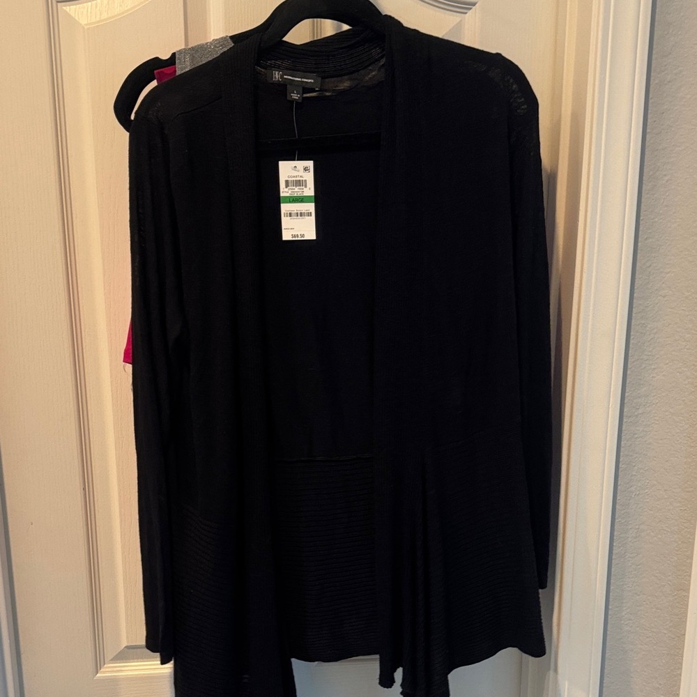 NWT INC Black Open Front Cardigan